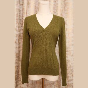 George Army Green V-Neck Sweater Size S
